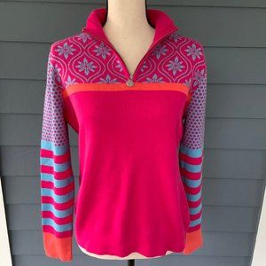Neve Julia 1/4 Zip Sweater Pink Snowflakes Cotton Wool blend M